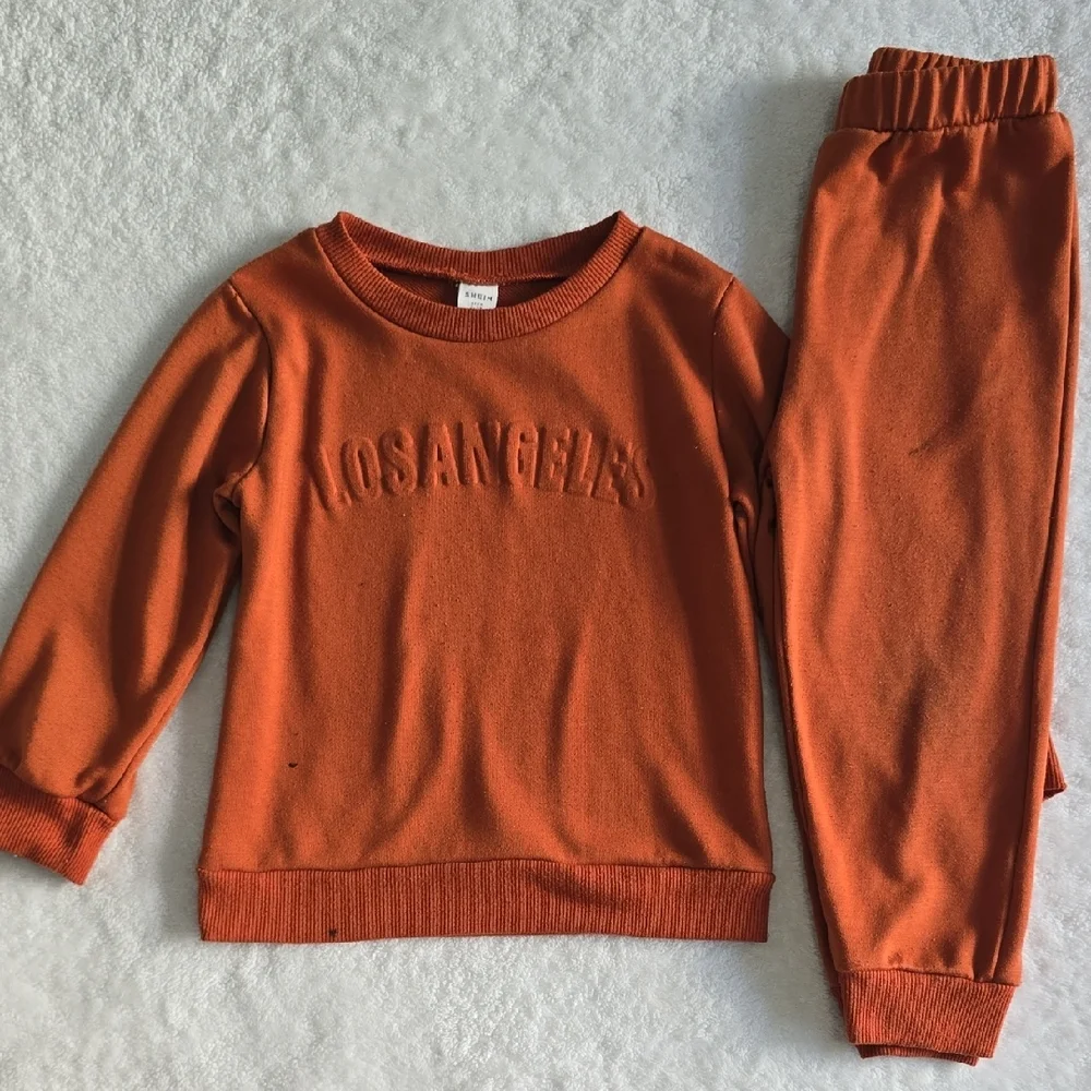 Orange Sweatshirt and Pants Set